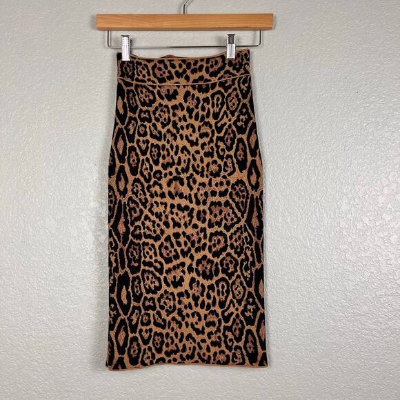 BCBGMAXAZRIA Womens Pencil Skirt XXS‎ Gavin French Leopard Stretch Office Siren - Picture 1 of 6